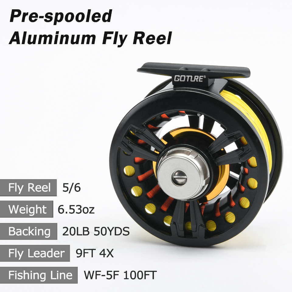 Goture 2.7m/9FT Fly Fishing Rod Set 5/6WT 8pcs Carbon Fiber Fly Rod Combo Portable Travel Feeder wit