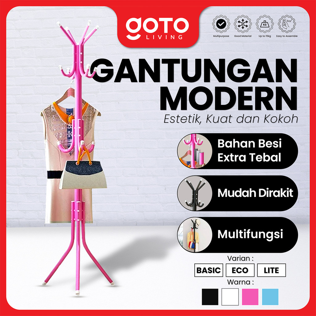 (Best Offer) Goto Hat Stand Hanger Aesthetic Gantungan Baju Topi Rumah dan Kantor Multifungsi
