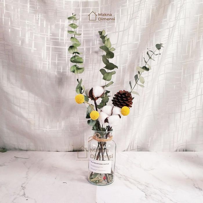 Set Vas Bunga Aesthetic Jumbo Ukuran Besar 50cm Tinggi Vas 18cm Diameter 8cm Bunga Kering Hand Bouqu