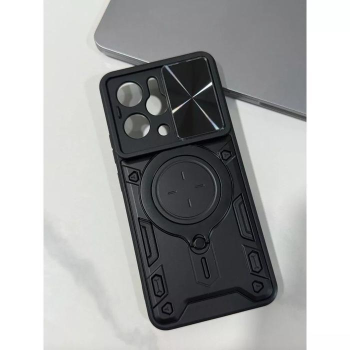 CASE REALME 14 5G MAGNETIC CAMERA SLIDE 360 RING STAND SOFTCASE - Elandefoi