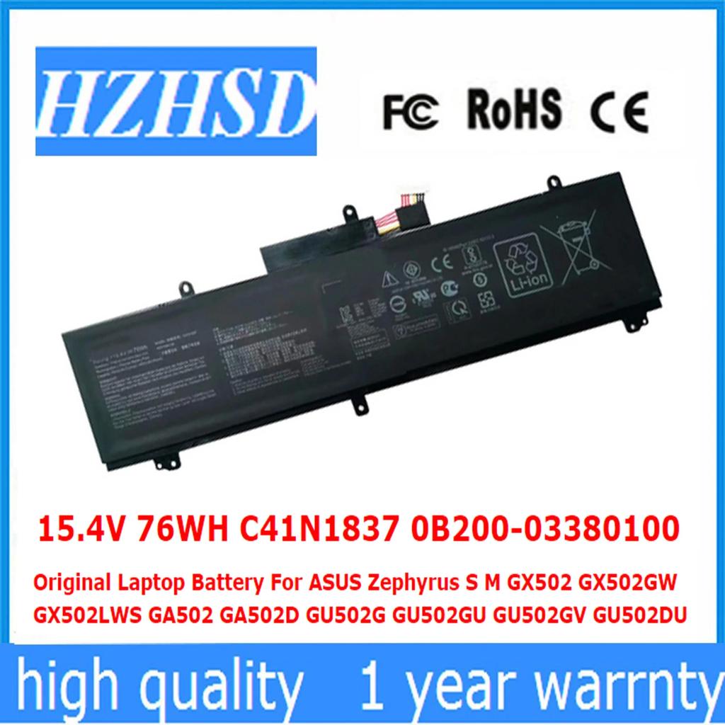 15.4V 76WH C41N1837 0B200-03380100 Original Laptop Battery For ASUS Zephyrus S M GX502 GX502GW GX502