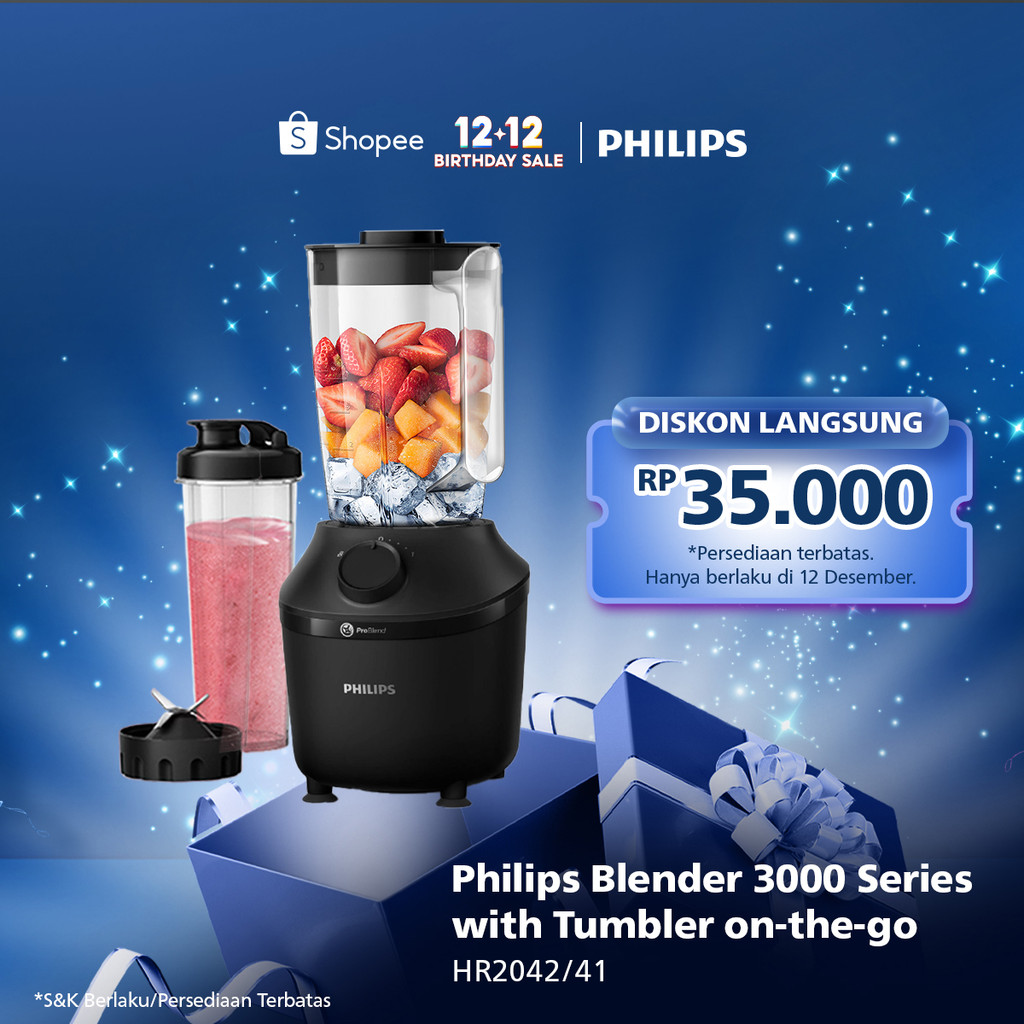 Blender Philips Plastik 1 Liter - 3000 series HR2042/41 - Blender Jus - Blender Juicer- Blender Terb