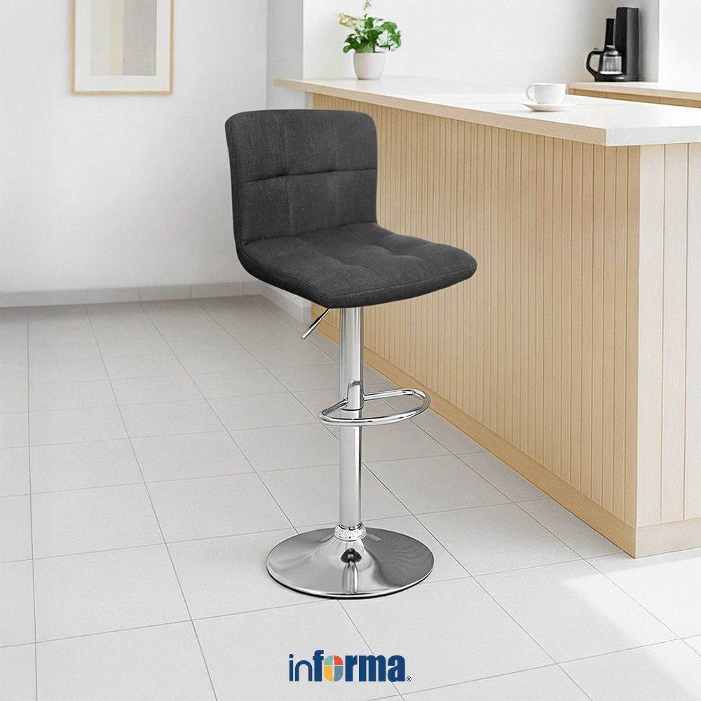 Informa Waterford Kursi Bar Fabric - Hitam Bar Stool Kursi Kafe Bartending Furniture Ruang Makan Ban