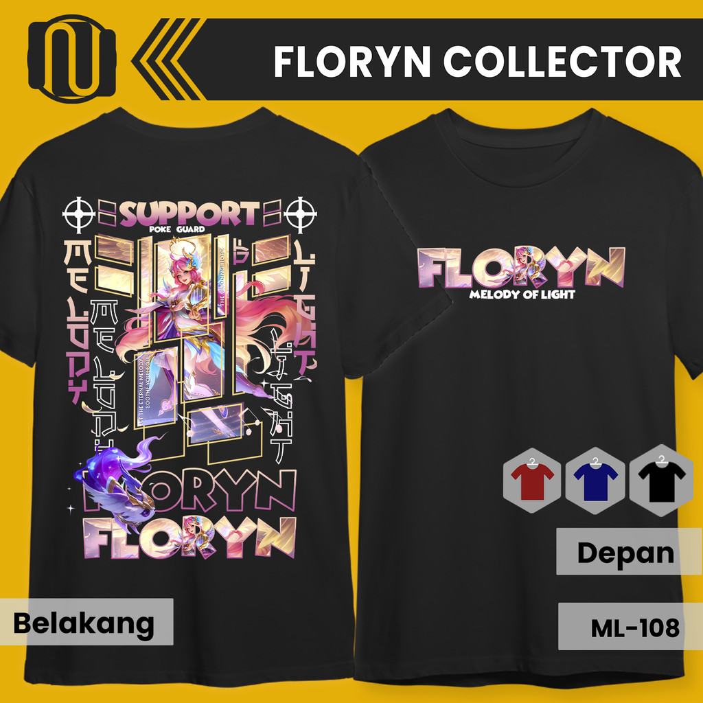 Kaos MLBB FLORYN Collector Lengan Pendek Cotton Combed Hitam Navy Maroon TShirt Baju Mobile Legends