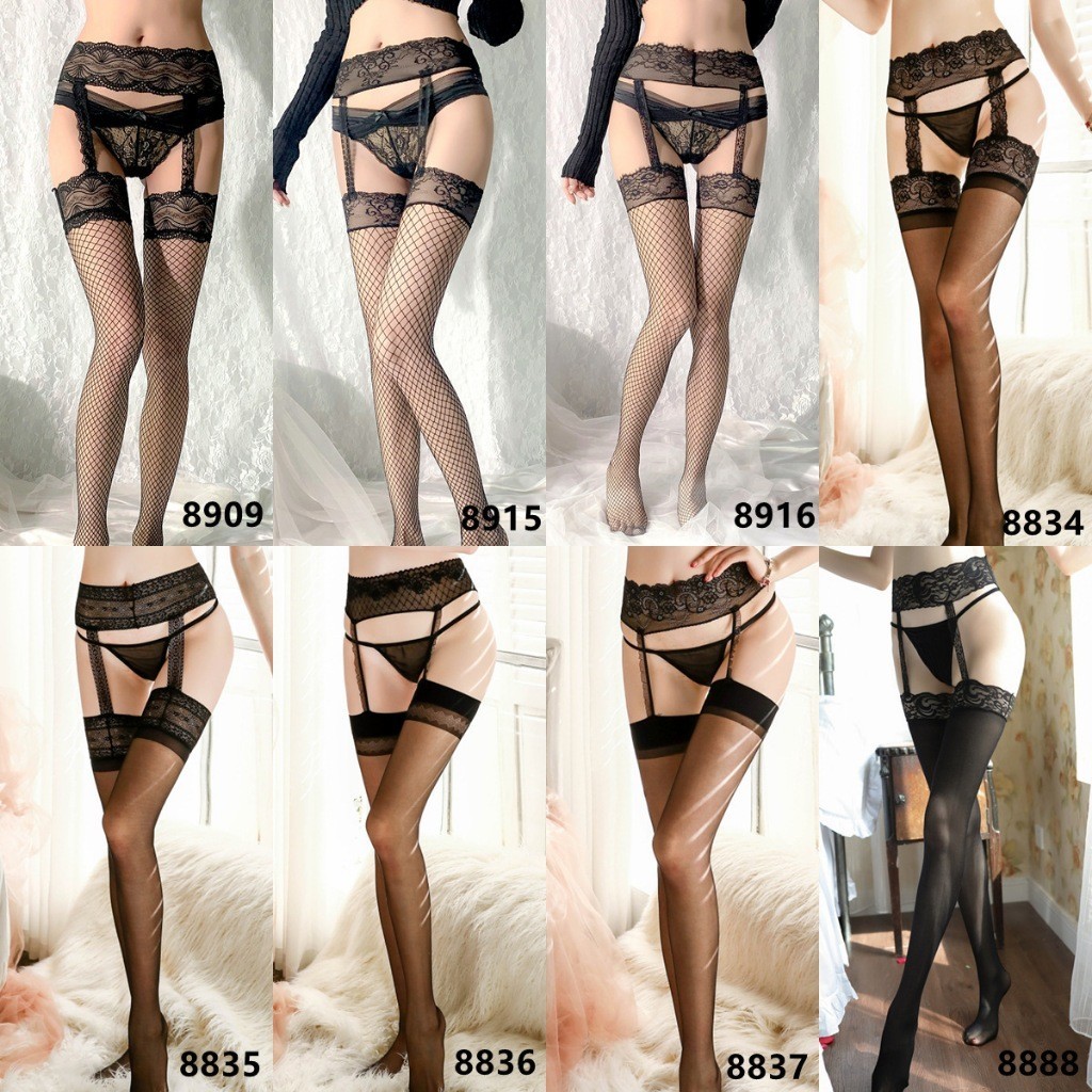 Stoking Sexy Lingerie Wanita Sexy Stoking Garter Renda Stoking tubuh tembus pandang | 8888LYG - shui