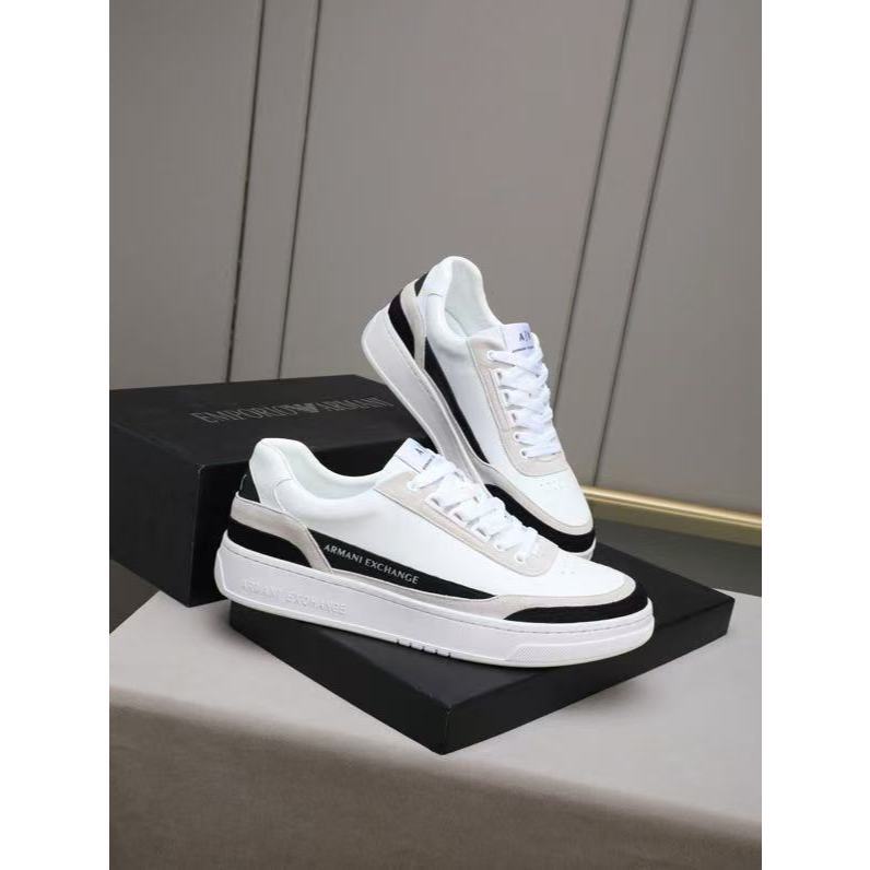 Merek Sepatu Pria 1.1 ARMANI sepatu santai pria dengan kulit sapi yang tercukur sepatu olahraga