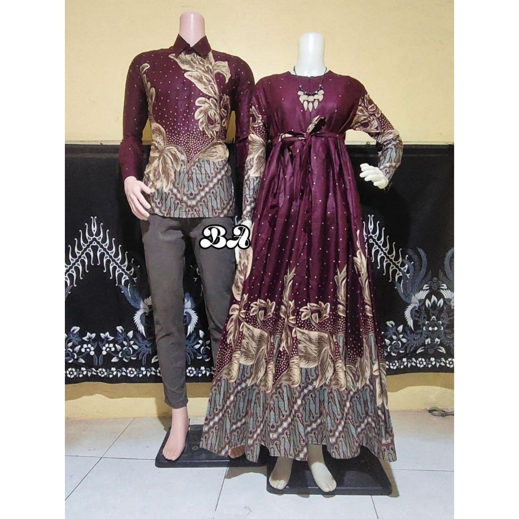 Gamis Batik Couple Baju Pasangan Katun Premium