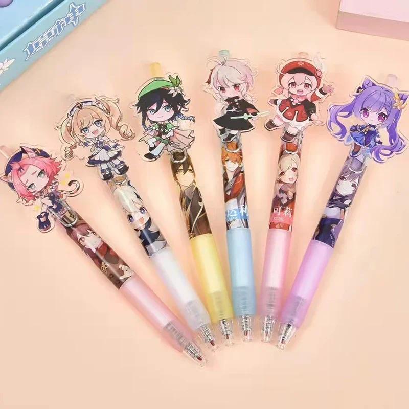 New 6Pcs/Lot Game Genshin Impact Back to sool  Acrylic pen stationary supplies pens for sool kawaii 