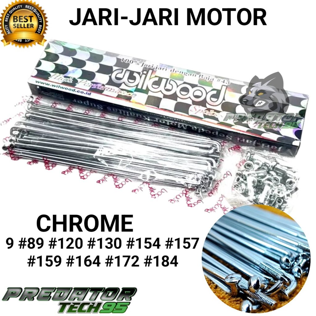 JARI JARI RUJI SPOKE SET WILWOOD ORIGINAL CHROME 9 89 120 130 154 157 159 164 172 184 VELG DEPAN BEL