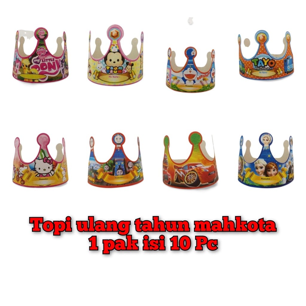Topi Ulang Tahun ultah Anak Perempuan Laki Laki Mahkota aksesoris Hiasan Perlengkapan Pesta