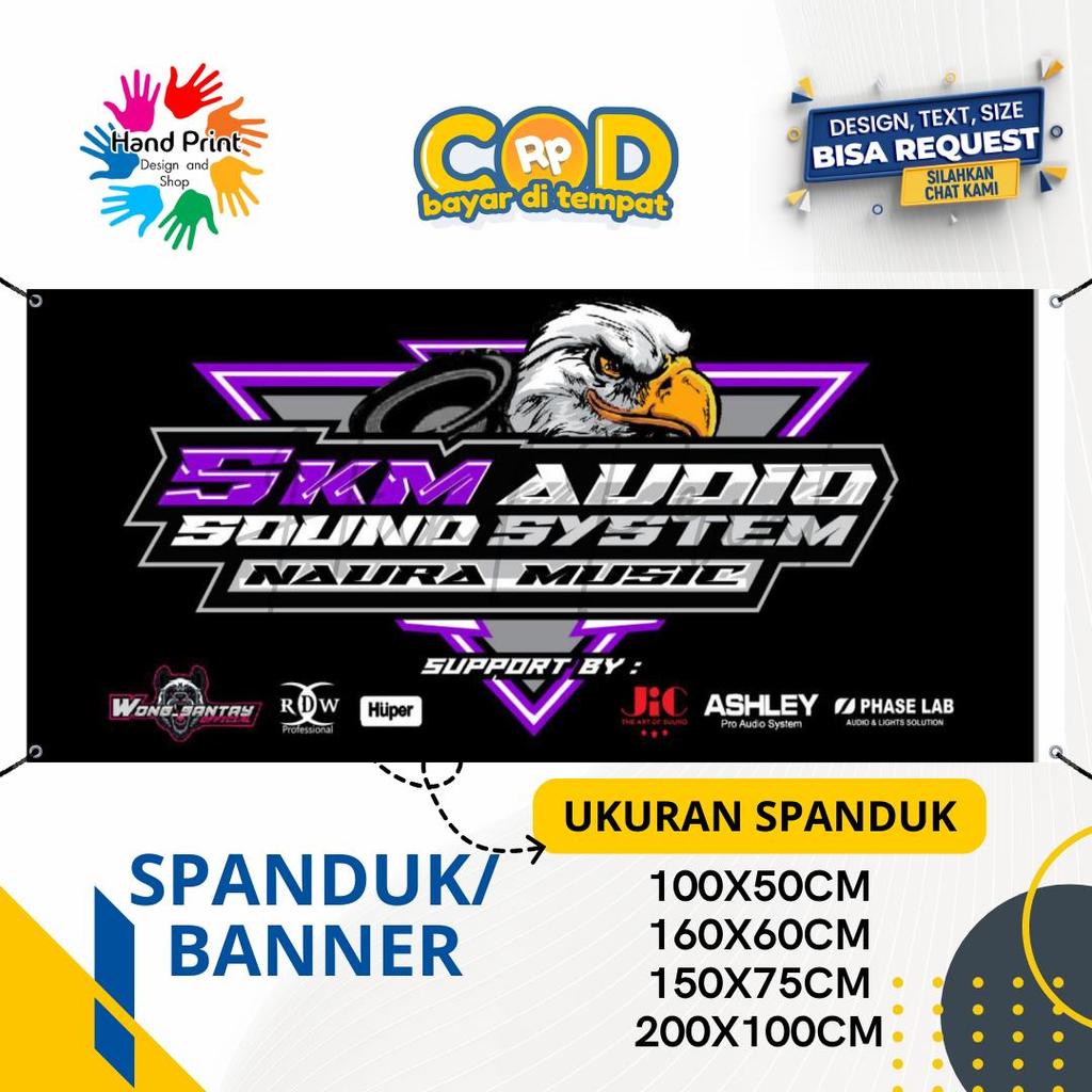 Cetak Spanduk Banner SKM Audio Sound Syistem Hitam MMT Spanduk Custom 200x100