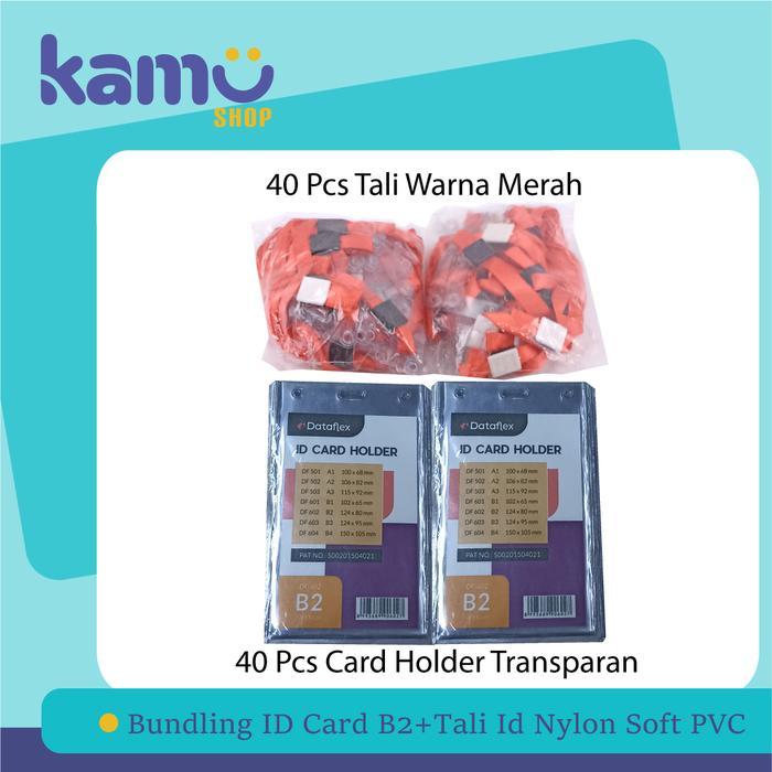 Bundling ID Card B2 + Tali ID Card Nylon Soft PVC-NYLKSFP [2 Pasang] - B2Trans + Merah