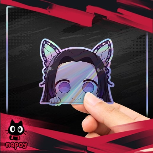 Stiker Hologram Anime Demon Slayer Chibi Kanae Kocho