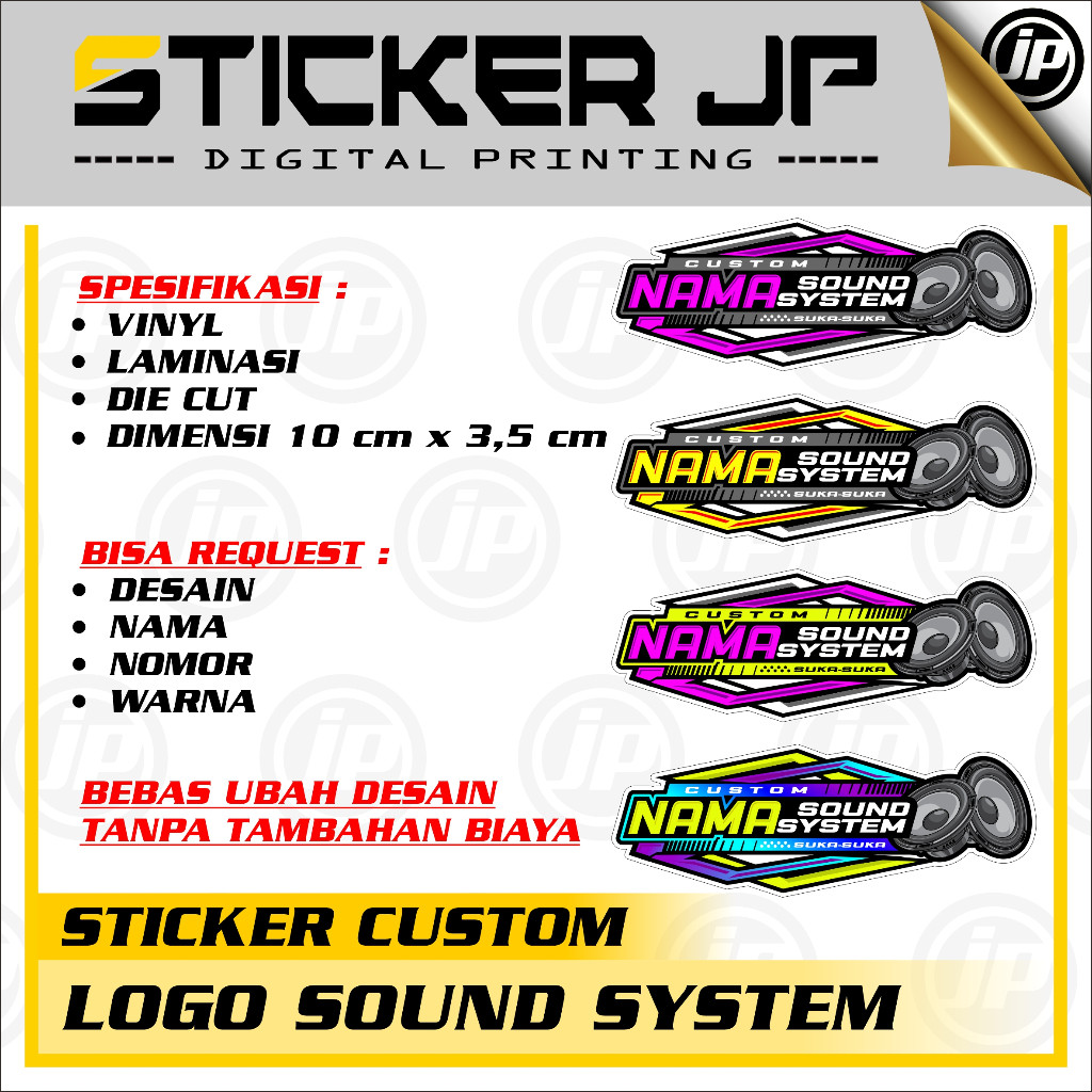 Stiker Audio Sound System Custom Satuan Nama Suka Suka Sticker Custom Stiker