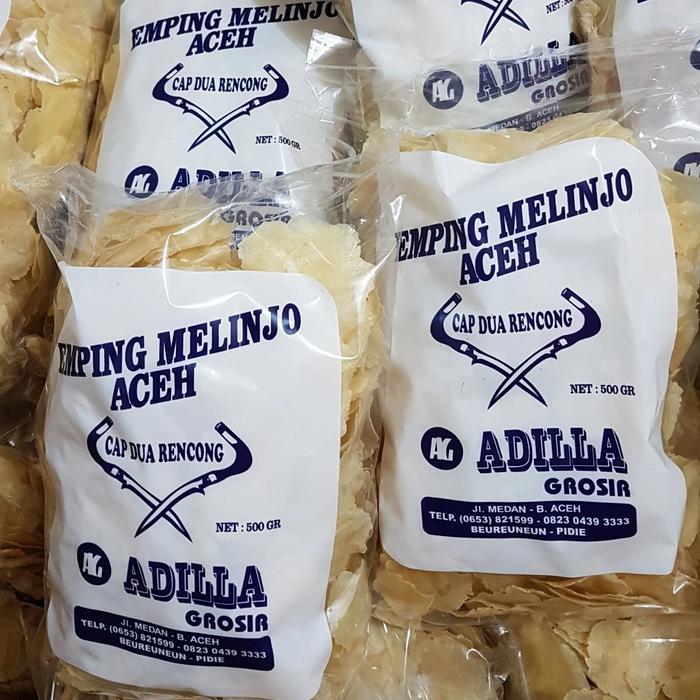 emping melinjo mentah aceh 500gr, kualitas premium dua rencong adilla