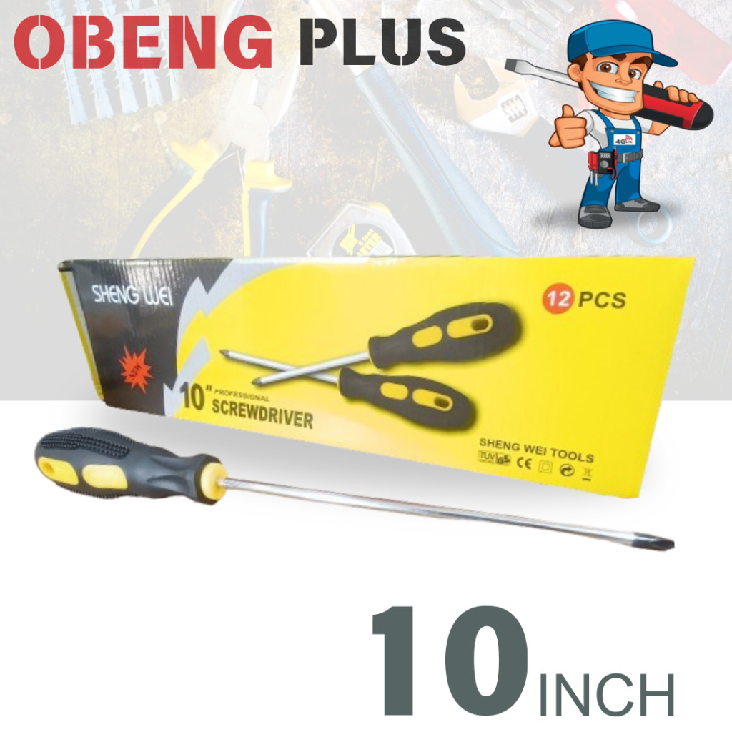 OBENG PLUS ATAU KEMBANG 10 INCH SHENG WEI GAGANG KARET PANJANG 40CM