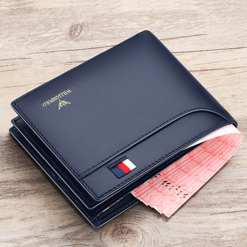 WILLIAMPOLO Men Leather Wallets Small Money Purses Design Dollar Price Top Men Thin Wallet Business 