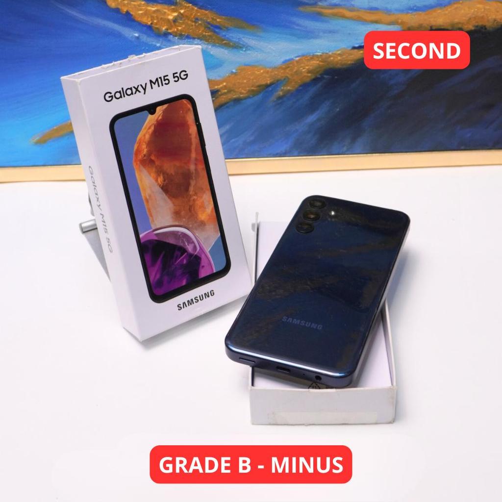 SAMSUNG M15 6/128 GB (5G) GRADE B - MINUS HP SECOND ORIGINAL SINAR MUTIARA CELL