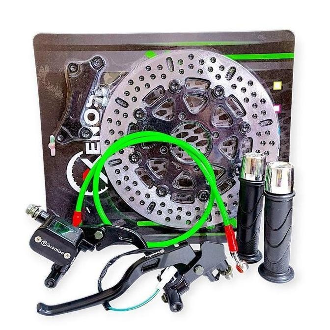 Paket Hemat 5in1 - Piringan Cakram 260 mm + Master Rem Brembo Kotak Set + Selang Rem Racing 95cm + H