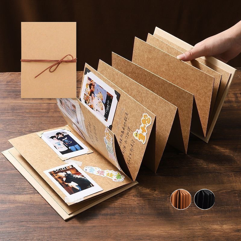 Album Lipat Scrapbook Hitam Hardcover Custom Foto Vintage Kraft Scrapbook Album Polos Hitam