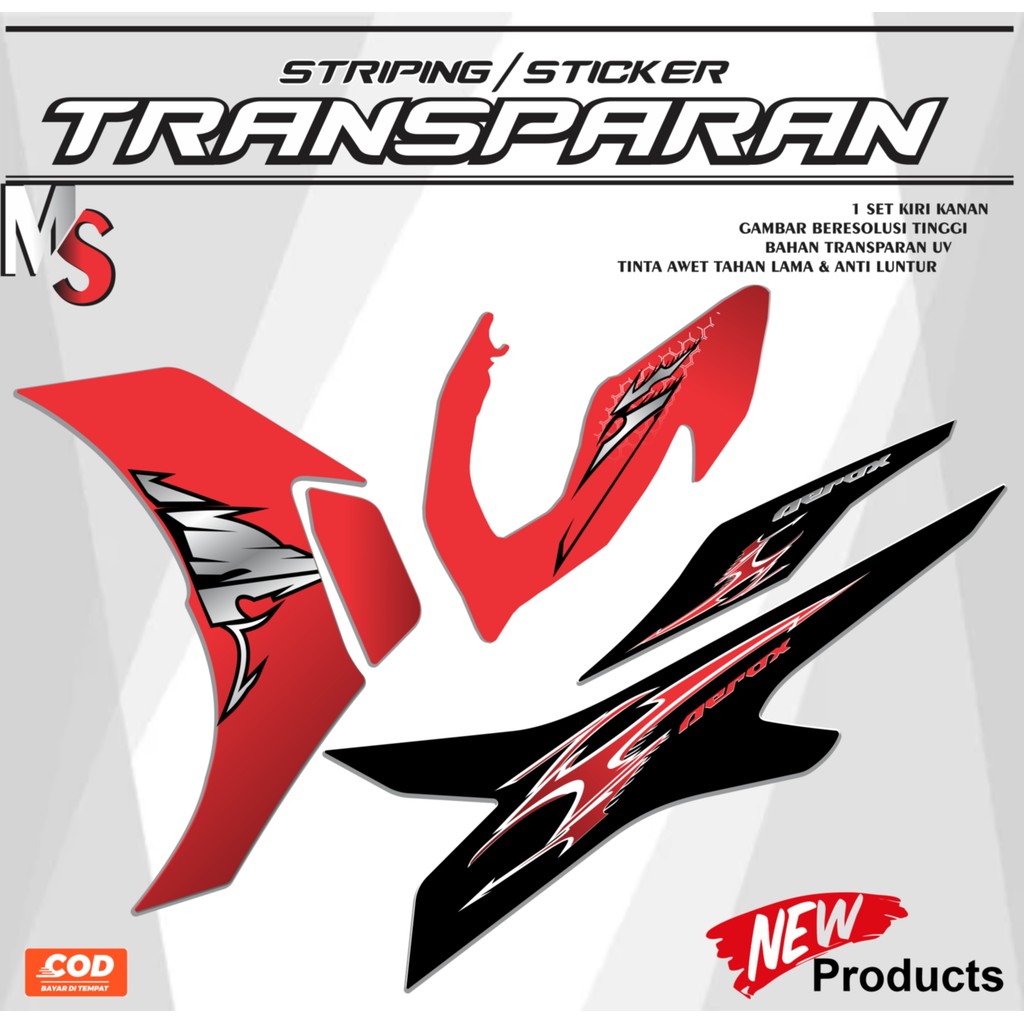 STIKER AEROX STRIPING AEROX NEW 155 TRANSPARAN UV CLEAR STICKER AEROX NEW