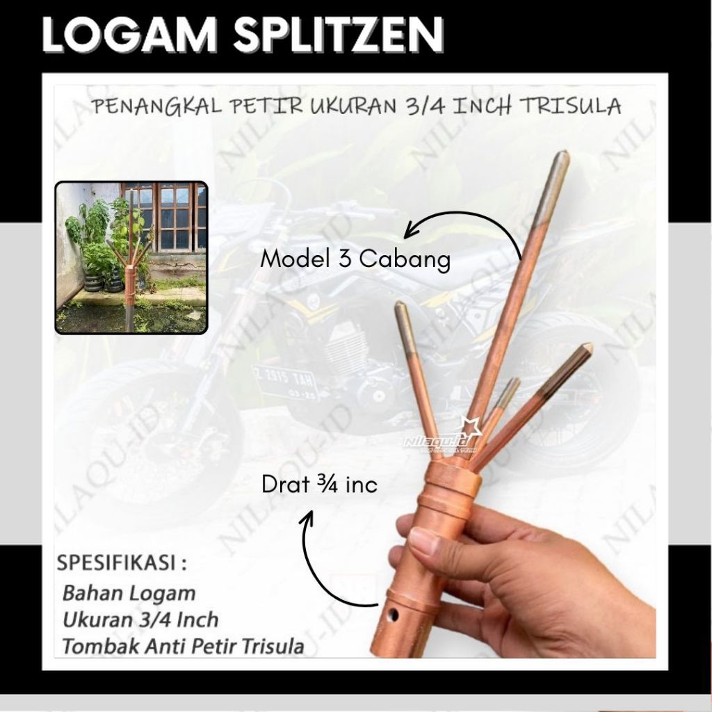 12.12 EXCLUSIVE - Penangkal Petir Trisula Tombak Trisula Tiang Anti Petir Model Cabang Trisula