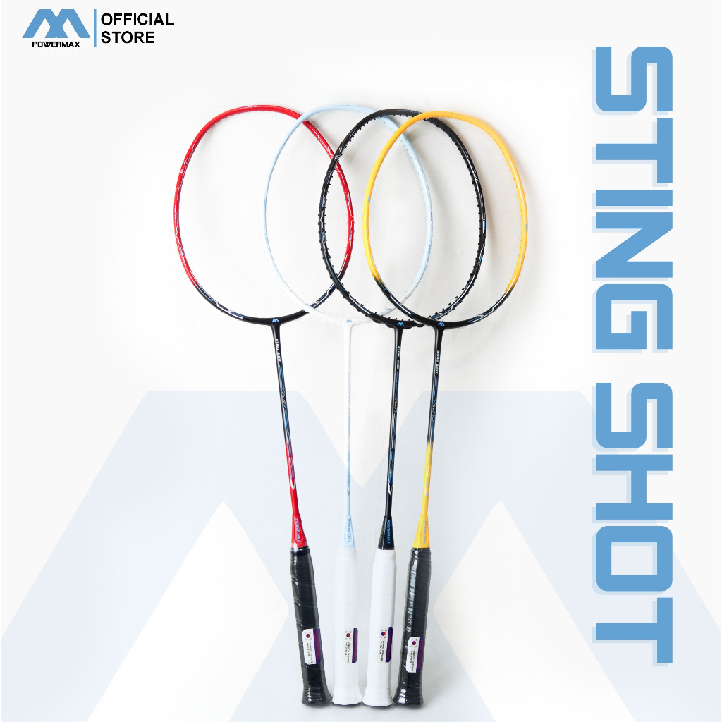 [ATLETIK SPORT] POWERMAX Raket Badminton Bulutangkis Sting Shot 36 LBS 5U Carbon Fiber Beginner Trai