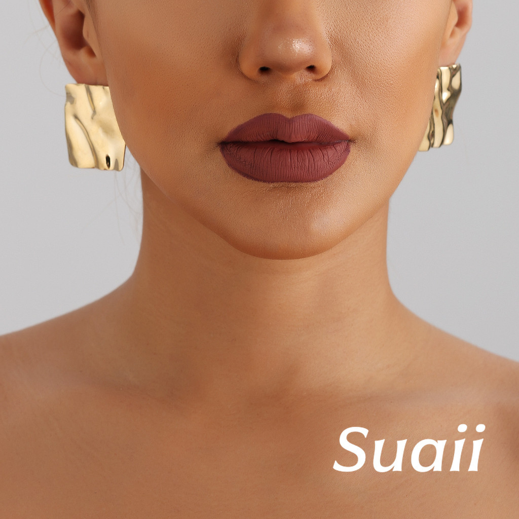 [Suaii] Anting Telinga Desain Lipat Persegi Geometri Minimalis Detail Menarik Retro Anggun Refined V