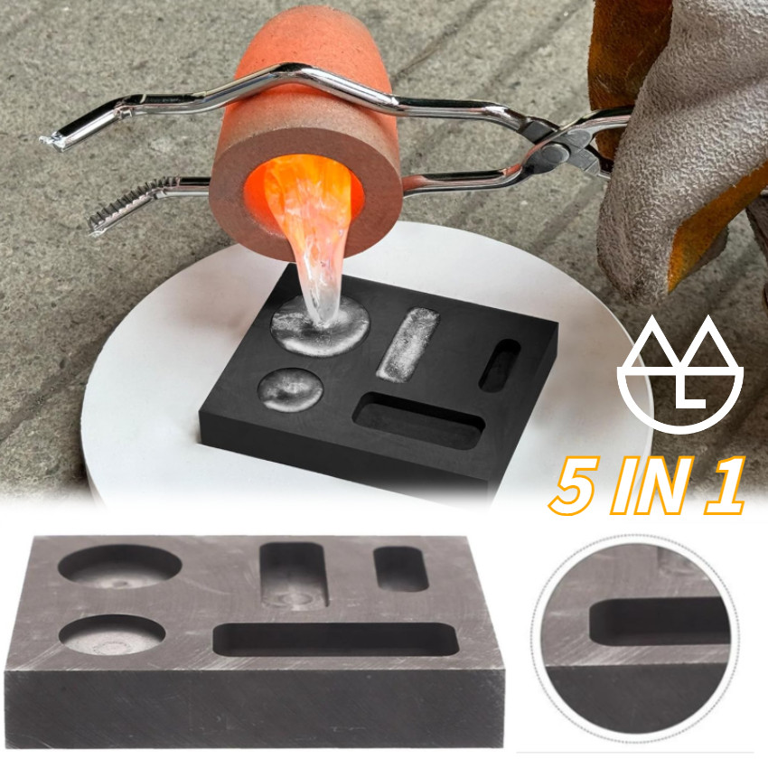 Cetakan Ingot Grafit Emas Graphite Ingot Mould untuk Koin Alat Cetakan Ingot 5-in-1 Grafit