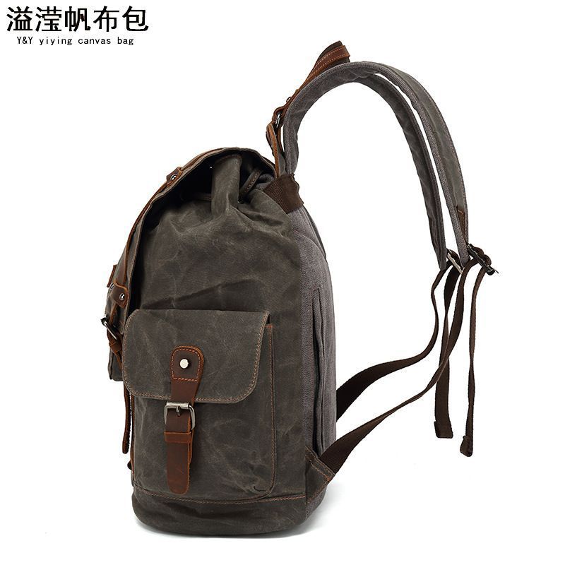Vintage canvas leather waterproof backpack travel mochila vintage masculina Rucksack men backpack wa