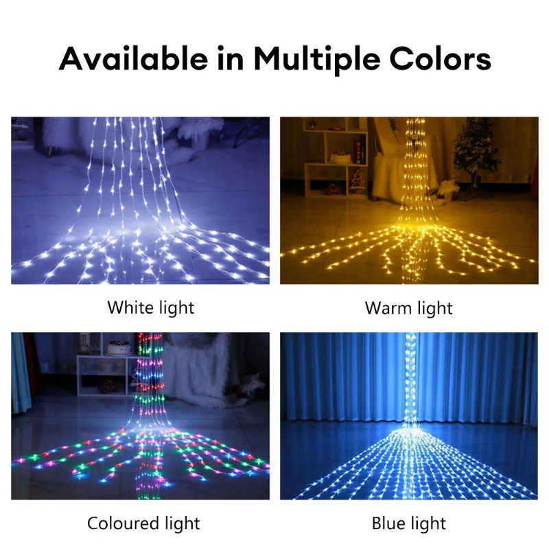 Lampu Tirai LED Air Terjun Tahan Air Pencahayaan Air Terjun Desain Dekoratif Atmosferik 3x2m