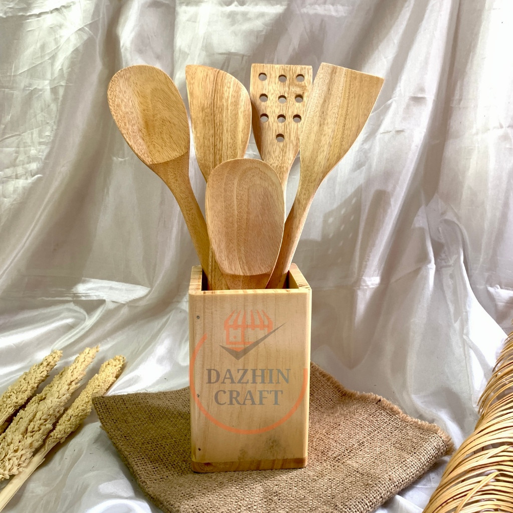 Sutil Set Kayu Mahoni Isi 5 / Spatula / Sodet / Erus & Entong