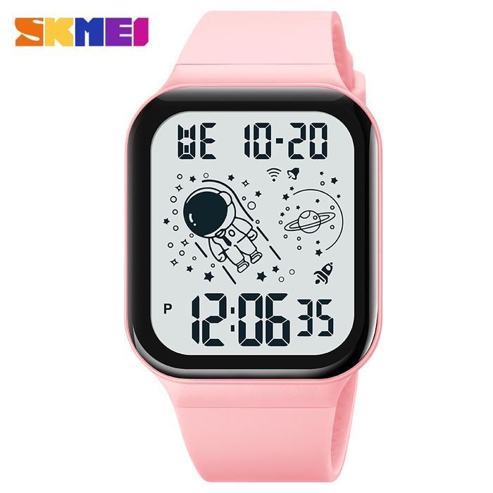 Jam Tangan Pria & Wanita  Digital SKMEI 1863 Pink White Water Resistan