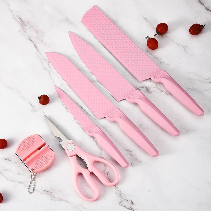 VISHAL Diamond Knives Set Pisau Berlian Cookware Pisau Dapur Anti Lengket VS-1844 - Pink pisau