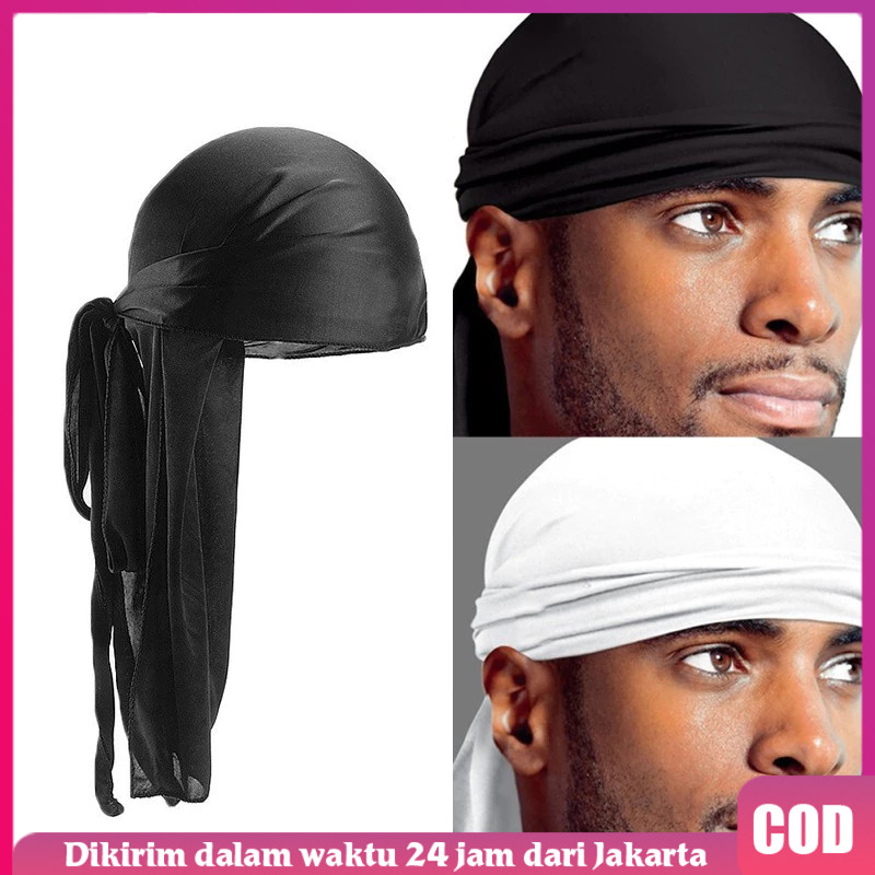 Durag Kepala Bandana Durag Ekor Panjang Hip Hop Topi Du-Rag Ikat Kepala Breathable Ekor Panjang