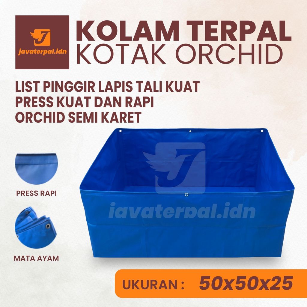 Kolam Terpal Mini Semi Karet Ukuran 50x50x25 Kolam Terpal Untuk Ikan Kecil lele nila guppy