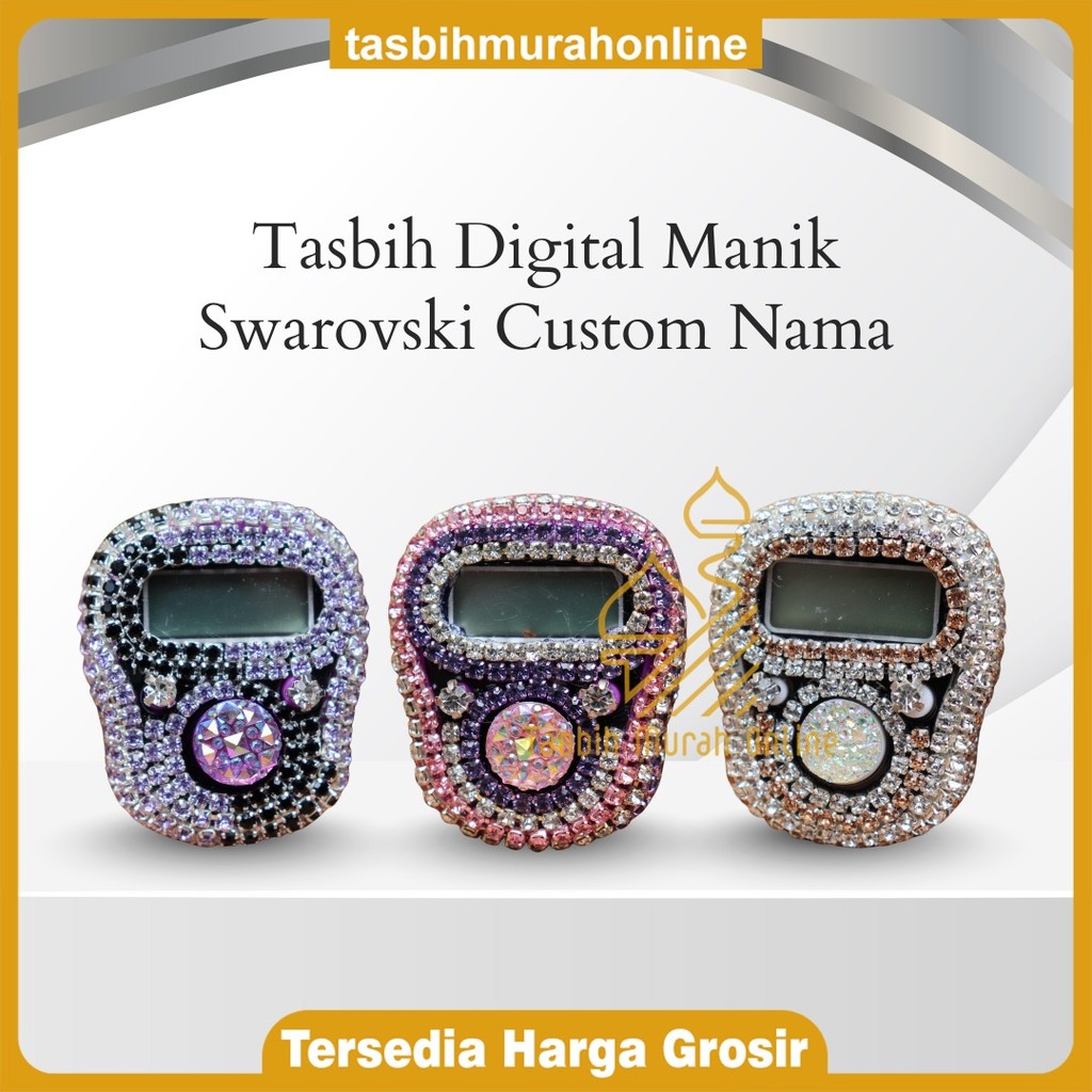 [CUSTOM NAMA] Tasbih Digital Manik Swarovski LED + Alarm