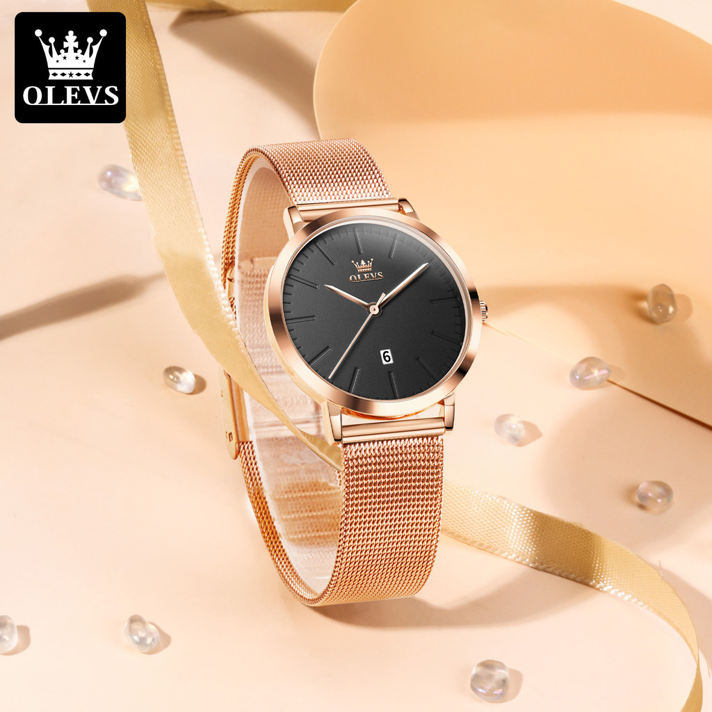 OLEVS Jam Tangan Wanita Original 100% Jam Tangan Perempuan Elegan Analog Anti Air Kuarsa Luxury Glam