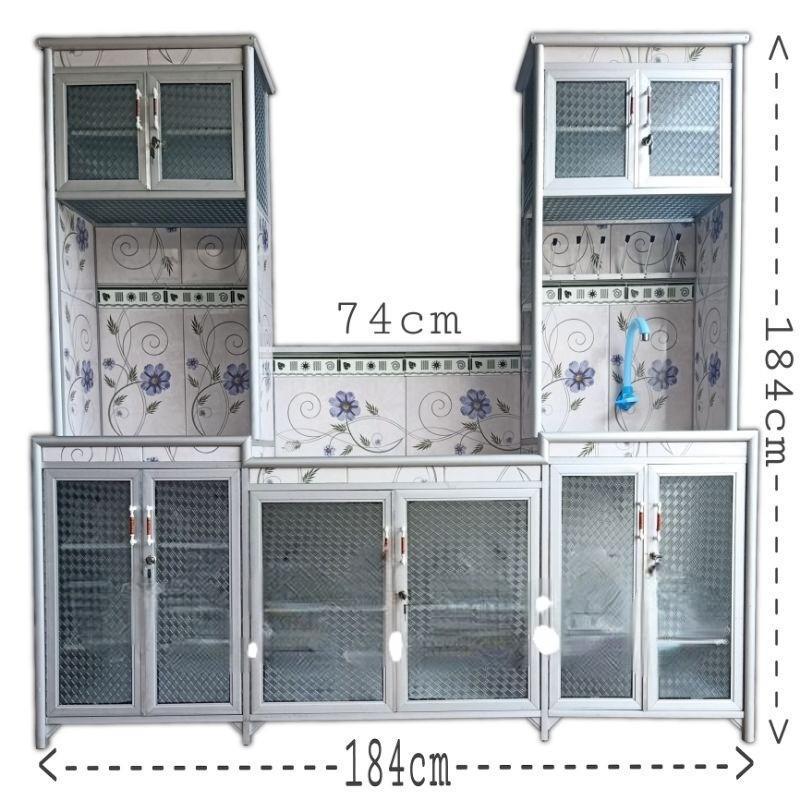 LEMARI DAPUR KITCHEN SET 6 PINTU/RAK WASTAFEL/RAK PIRING/RAK KOMPOR/ALUMUNIUM/FREE ONGKRI 35KM ~ JAB