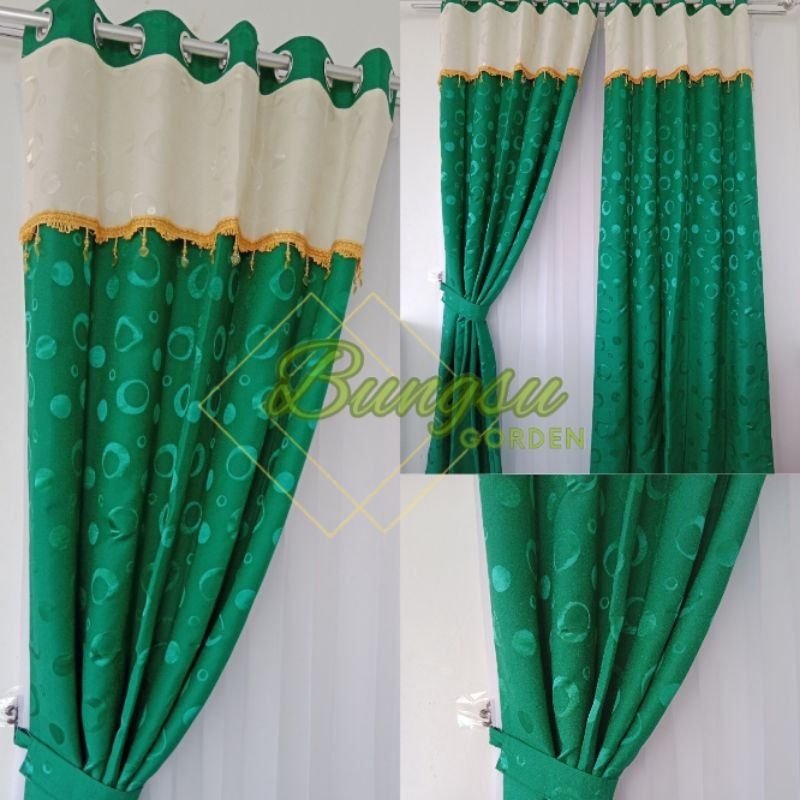 Gorden Jendela Embos Nikita Polkadot Poni Tempel Model Smokring Terbaru