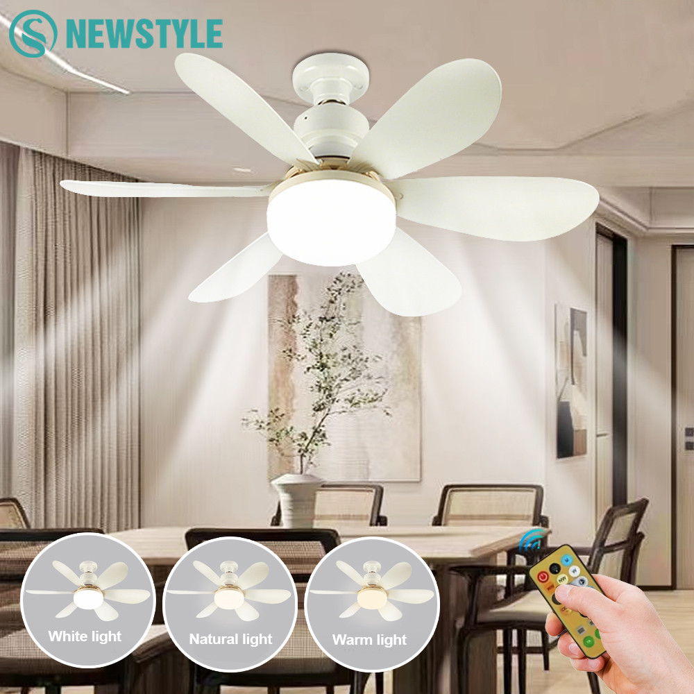 E26 E27 Base 30W 40W LED Ceiling Fan Light with Adjustable 3 Lighting Modes Wireless Remote Smart Fa