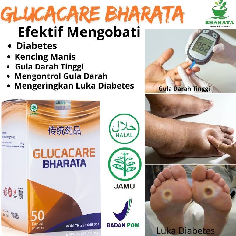 (TERLARIS) Glucacare Bharata Herbal Original Obat Diabetes Gula Darah Tinggi Ampuh Kencing Manis Luk