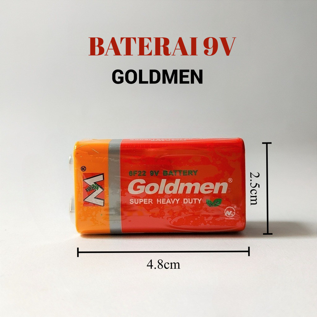 Baterai 9 Volt GOLDMEN | Baterai Kotak 9 Volt BATERAI KOTAK 9V Batre Segi