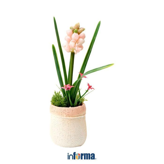 Informa 10X10X22 cm Bunga Artifisial Begonia - Pink Tanaman Hias Bunga Plastik Dekorasi Rumah Pajang