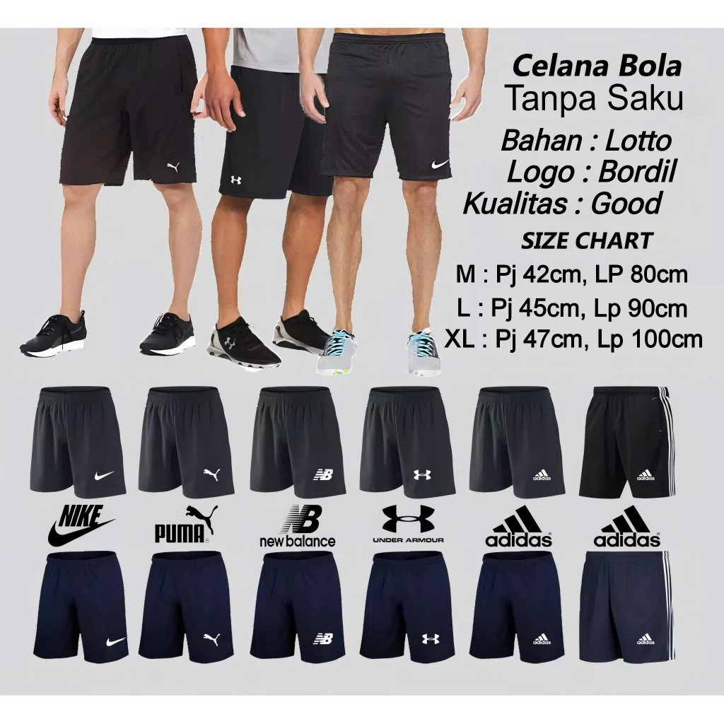 INSTANT COD MEDAN TERRMURAH  celana pendek olahraga tanpa saku/celana kolor tanpa saku/celana pendek