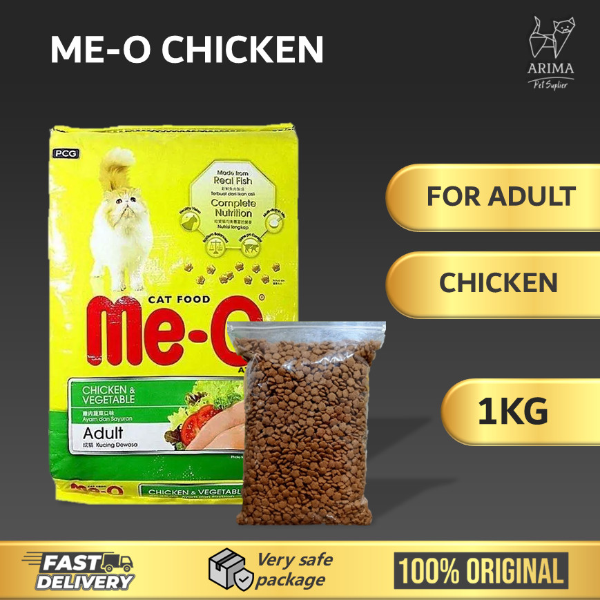 Meo Adult Chicken Vegetable 1kg Makanan Kucing kemasan repack 1kg rasa ayam