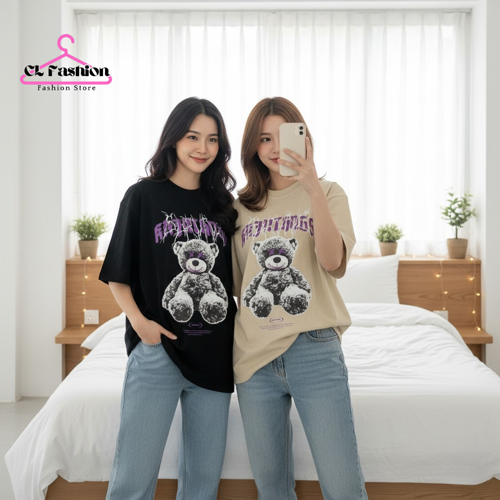 Kaos Oversize Wanita Power Bear SURVIVE