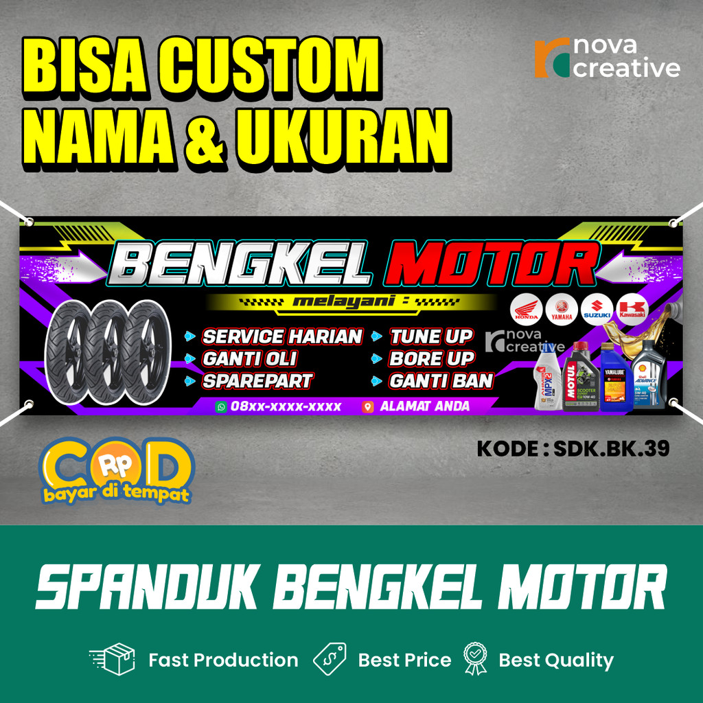 Spanduk Bengkel Dan Variasi, MMT Spanduk Custom Termurah