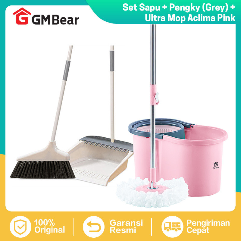 PJ - Alat Pel Lantai Peras Otomatis + Sapu Pengki Set Sapu Lantai