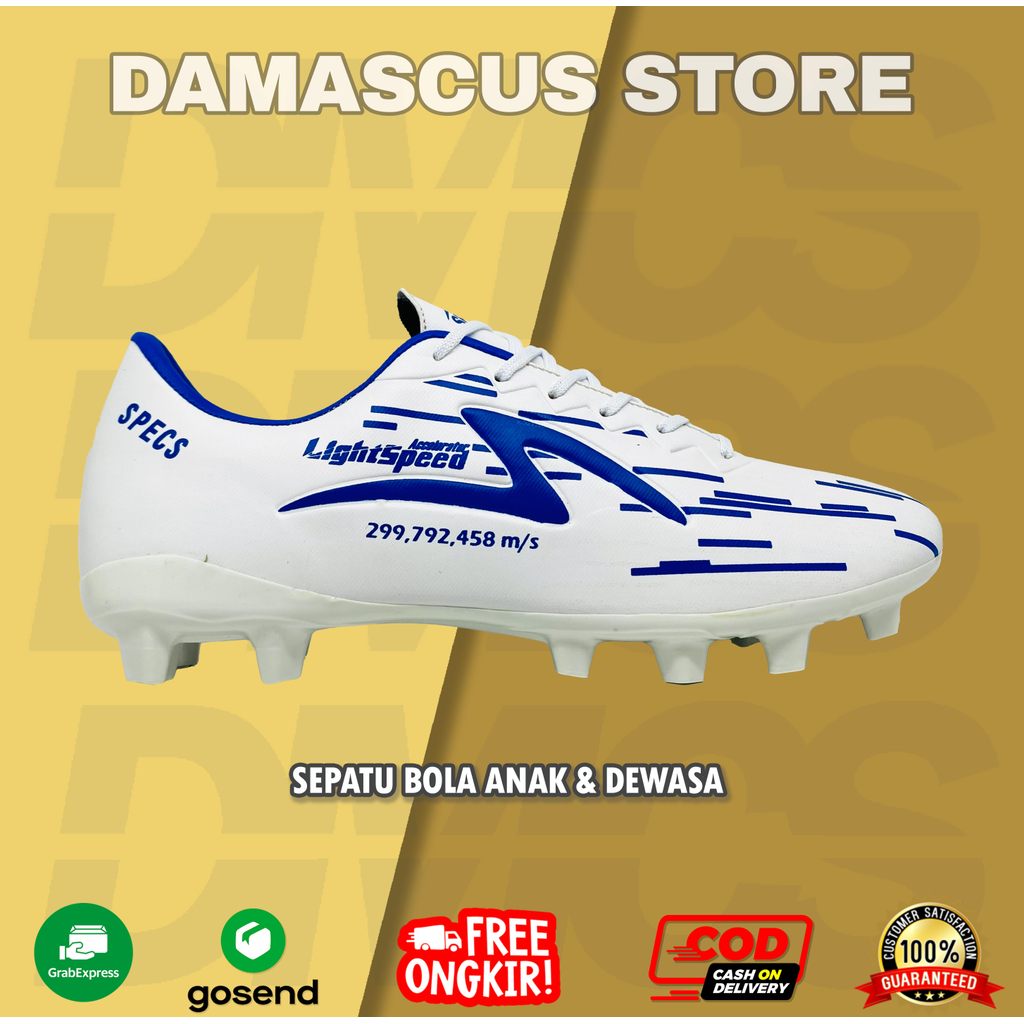Sepatu Bola Grade Ori Specs LightSpeed Reborn Cod Terbaru Unisex Best Seller Termurah Putih Biru